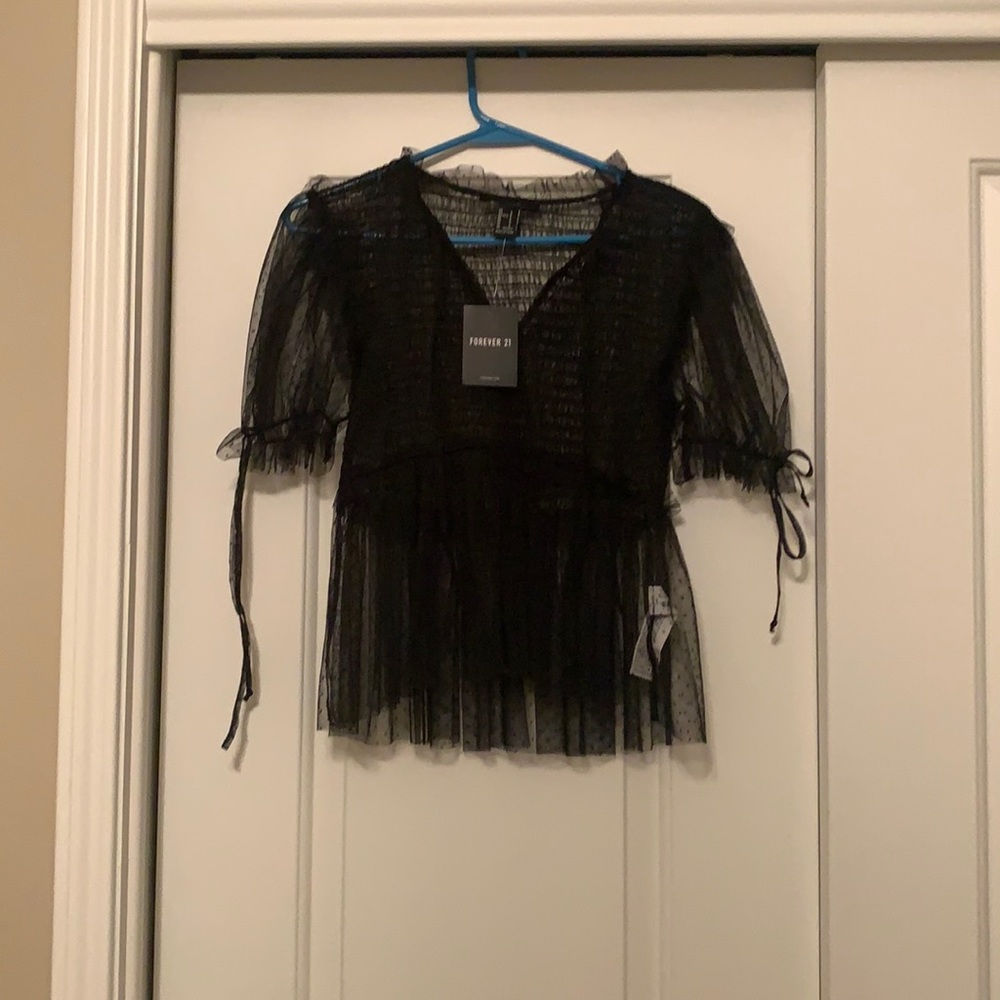 Forever 21 Sheer Black Blouse; Size S; NEVER WORN; WITH TAGS
